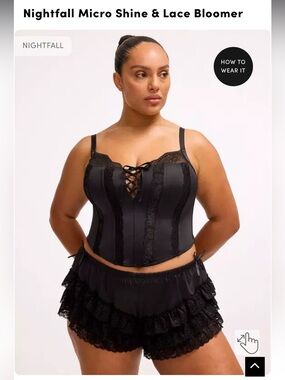 torrid Nightfall Black Lace Corset & Ruffle panty